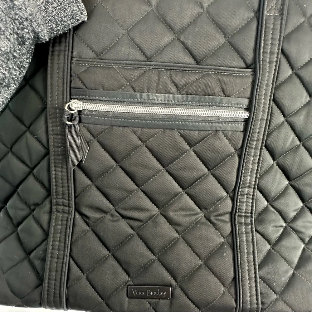 Vera Bradley Black Quilted Tote With Iconic RFID Wallet Floral Interior